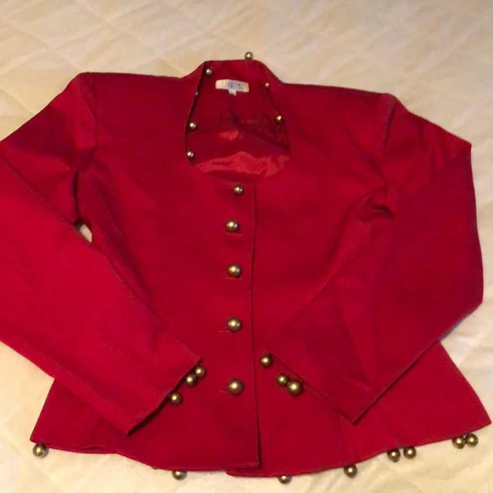 Red mini skirt with blazer